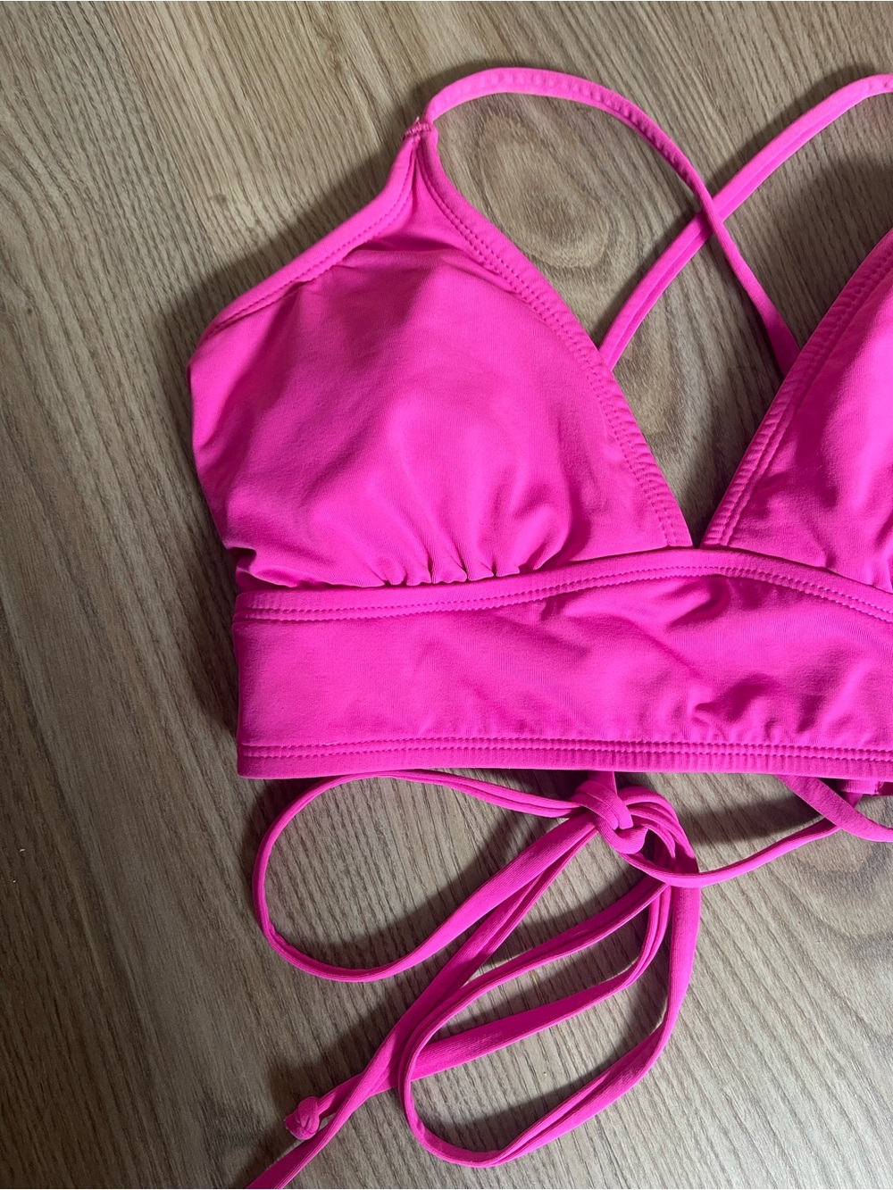 Athleta Crisscross Tie-Back Bikini Top Size S Barbie athletic Yoga Swim Summer - Picture 12 of 12